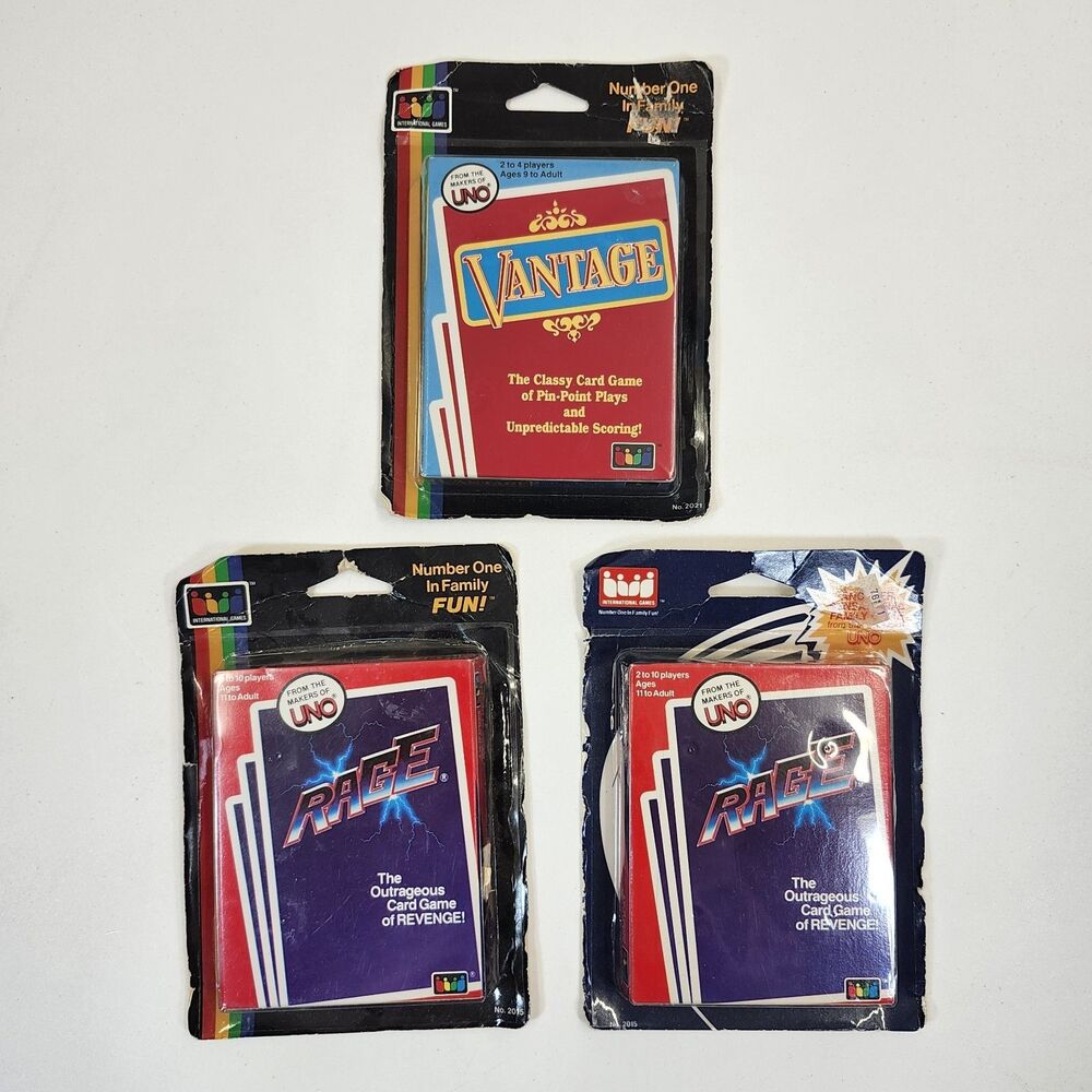 Vantage & Rage Card Games 3 New Sets Vintage 1983 1985 Uno Sealed NOS Strategy